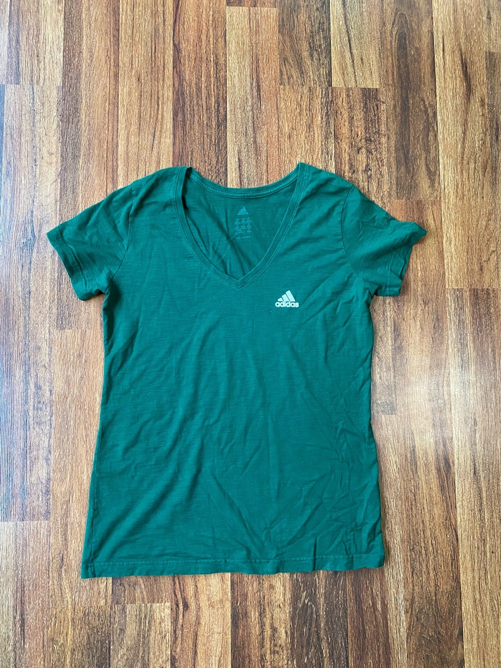adidas Women's V-Neck Tee in Emerald Green
